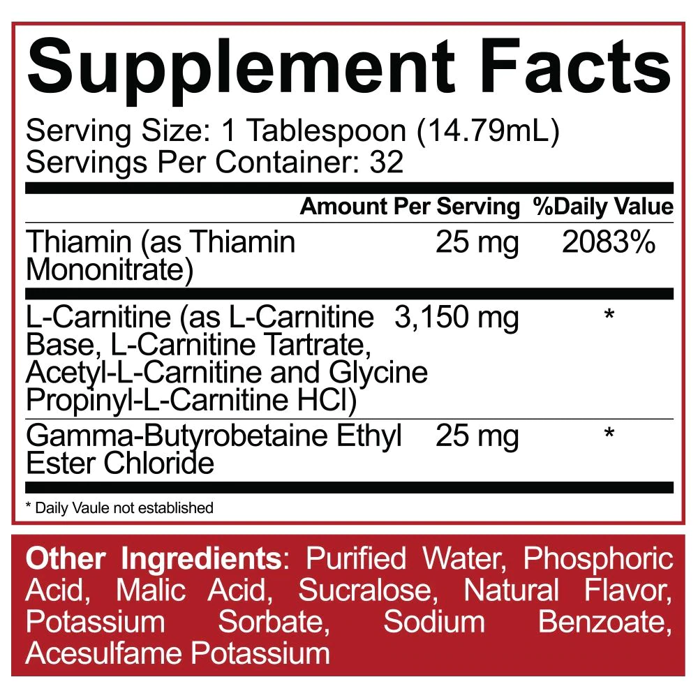 5% Nutrition lcarnitine label